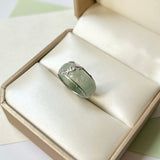 SOLD OUT: 17.1mm A-Grade Natural Floral Jadeite Love Entwines Ring No. 162463