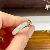 17.1mm A-Grade Natural Bluish Floral Yellow Jadeite Joseon Ring (Red Sakura Flower) No.162577