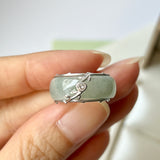 SOLD OUT: 17.1mm A-Grade Natural Floral Jadeite Love Entwines Ring No. 162463