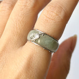 SOLD OUT: 17.1mm A-Grade Natural Floral Jadeite Love Entwines Ring No. 162463