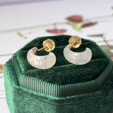 Icy A-Grade Natural Jadeite Cloop Earring Studs No.180775