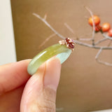 17.1mm A-Grade Natural Bluish Floral Yellow Jadeite Joseon Ring (Red Sakura Flower) No.162578