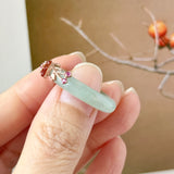 17.1mm A-Grade Natural Bluish Floral Yellow Jadeite Joseon Ring (Red Sakura Flower) No.162578