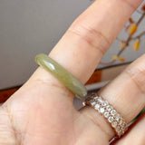 17.2mm A-Grade Natural Bluish Floral Yellow Jadeite Joseon Ring (Red Sakura Flower) No.162579