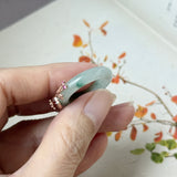 17.2mm A-Grade Natural Bluish Floral Yellow Jadeite Joseon Ring (Red Sakura Flower) No.162581