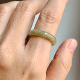 17.1mm A-Grade Natural  Yellowish Green Jadeite Ring Band No: 161902