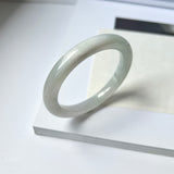 53.6mm A-Grade Natural Light Green Jadeite Traditional Round Bangle No. 152036