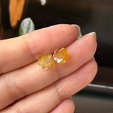 2.65 cts Icy A-Grade Natural Yellow/White Jadeite Jasmine Flower Pair No. 180924