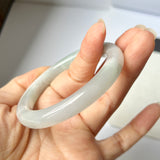 53.6mm A-Grade Natural Light Green Jadeite Traditional Round Bangle No. 152036