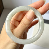 53.6mm A-Grade Natural Light Green Jadeite Traditional Round Bangle No. 152036