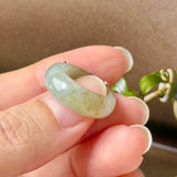 14.3mm A-Grade Natural Light Bluish Green Yellow Jadeite Joseon Ring (Red Sakura Flower) No.162582