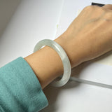 53.6mm A-Grade Natural Light Green Jadeite Traditional Round Bangle No. 152036