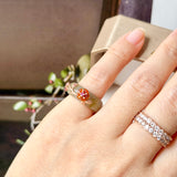 14.3mm A-Grade Natural Light Bluish Green Yellow Jadeite Joseon Ring (Red Sakura Flower) No.162582