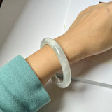 53.6mm A-Grade Natural Light Green Jadeite Traditional Round Bangle No. 152036