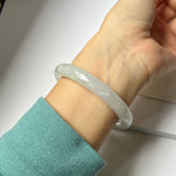 53.6mm A-Grade Natural Light Green Jadeite Traditional Round Bangle No. 152036