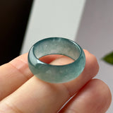 16.2mm Icy A-Grade Ocean Blue Jadeite Ring Band No. 162583
