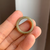 17mm A-Grade Natural  Yellowish Green Jadeite Ring Band No: 161903