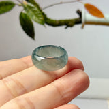 15.4mm Icy A-Grade Ocean Blue Jadeite Ring Band No. 162584