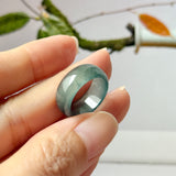 15.4mm Icy A-Grade Ocean Blue Jadeite Ring Band No. 162584