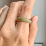 17mm A-Grade Natural  Yellowish Green Jadeite Ring Band No: 161903