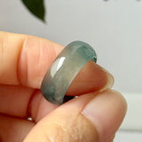 15.4mm Icy A-Grade Ocean Blue Jadeite Ring Band No. 162584