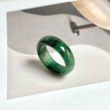 17.1mm A-Grade Natural Floral Imperial Jadeite Abacus Ring Band No.161856