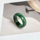 17.1mm A-Grade Natural Floral Imperial Jadeite Abacus Ring Band No.161856