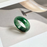 17.1mm A-Grade Natural Floral Imperial Jadeite Abacus Ring Band No.161856