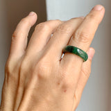17.1mm A-Grade Natural Floral Imperial Jadeite Abacus Ring Band No.161856