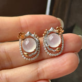 Icy A-Grade Natural Jadeite Cabochon Sakura Stud Earring No. 180589