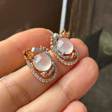 Icy A-Grade Natural Jadeite Cabochon Sakura Stud Earring No. 180589