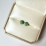 SOLD OUT: A-Grade Natural Floral Imperial Green Jadeite Donut Stud Earring No.180842