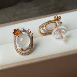 Icy A-Grade Natural Jadeite Cabochon Sakura Stud Earring No. 180589