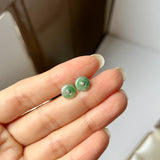 SOLD OUT: A-Grade Natural Floral Imperial Green Jadeite Donut Stud Earring No.180842