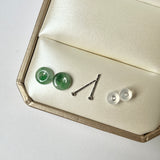 SOLD OUT: A-Grade Natural Floral Imperial Green Jadeite Donut Stud Earring No.180842