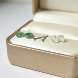 SOLD OUT: A-Grade Natural Floral Imperial Green Jadeite Donut Stud Earring No.180842