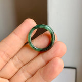 17.1mm A-Grade Natural Floral Imperial Jadeite Abacus Ring Band No.161856