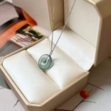 Icy A-Grade Natural Light Blue Jadeite Donut Pendant No.172867