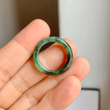 17.1mm A-Grade Natural Floral Imperial Jadeite Abacus Ring Band No.161856