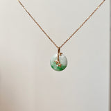SOLD OUT: A-Grade Moss On Snow Jadeite Donut Pendant (Bamboo) No.172207