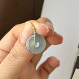 Icy A-Grade Natural Light Blue Jadeite Donut Pendant No.172867