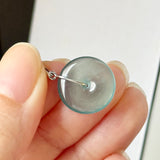 Icy A-Grade Natural Light Blue Jadeite Donut Pendant No.172867