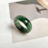 17.1mm A-Grade Natural Floral Imperial Jadeite Abacus Ring Band No.161858
