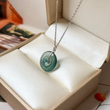 Icy A-Grade Natural Dark Blue Jadeite Donut Pendant No.172868