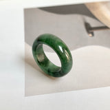 17.1mm A-Grade Natural Floral Imperial Jadeite Abacus Ring Band No.161858