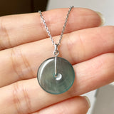 Icy A-Grade Natural Dark Blue Jadeite Donut Pendant No.172868