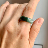 17.1mm A-Grade Natural Floral Imperial Jadeite Abacus Ring Band No.161858