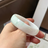 50.4mm A-Grade White Green Jadeite Modern Round Bangle No.152170