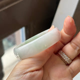 50.4mm A-Grade White Green Jadeite Modern Round Bangle No.152170