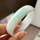 50.4mm A-Grade White Green Jadeite Modern Round Bangle No.152170
